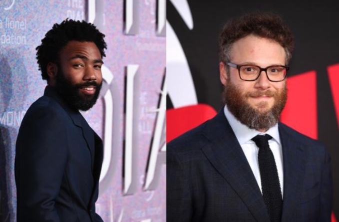Donald Glover & Seth Rogen Pictured During “Lion King” Voice Recording Session